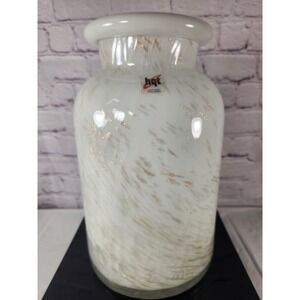 HQT Home Design 11.5" White Vase W/ Gold‎ Glitter Accents NWT